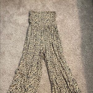 American Eagle Outfitters Black and Brown Animal Print Jumpsuit